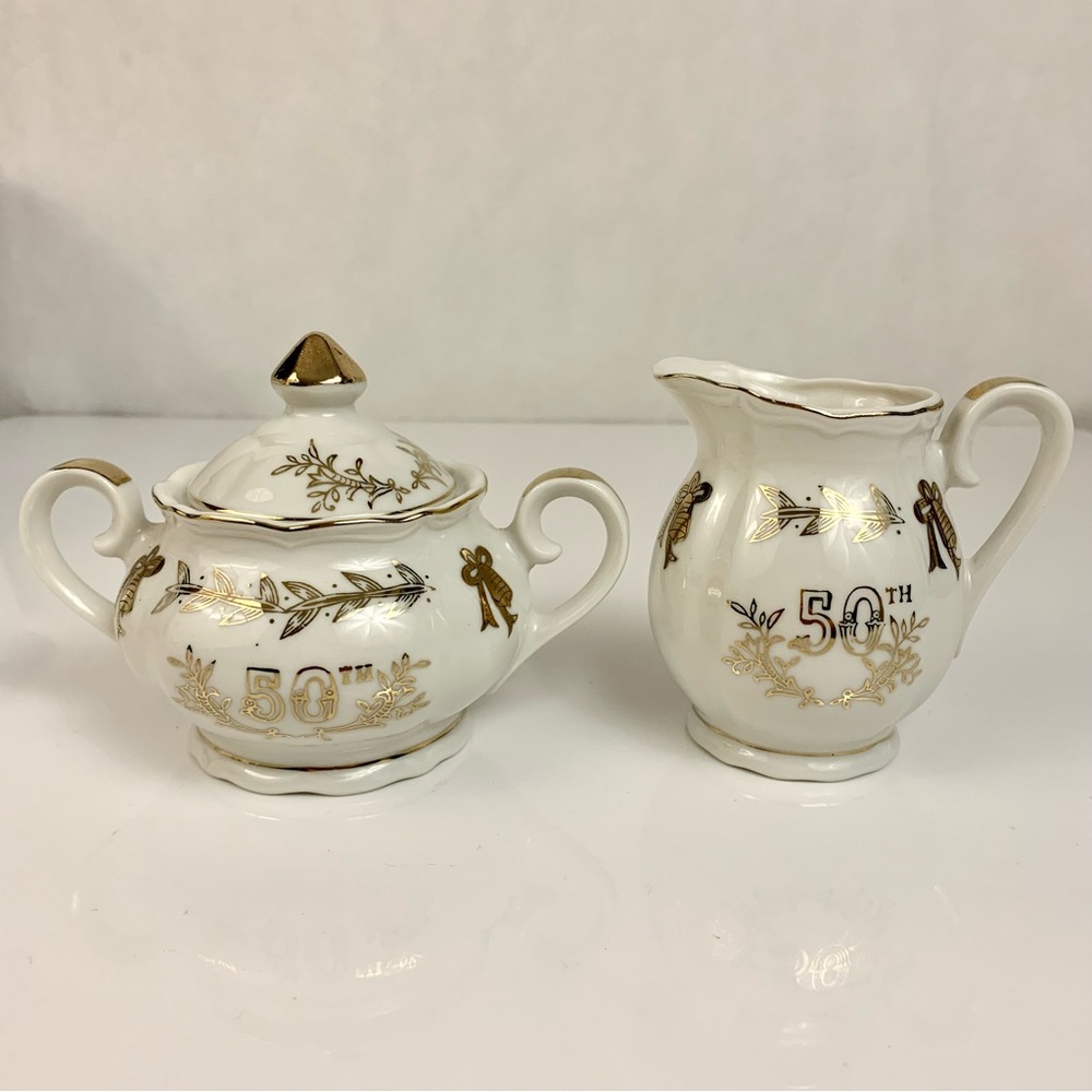 ‼️Bundle 3+items/50% off‼️Lefton China 50th Anniversary Small Cream & Sugar Set